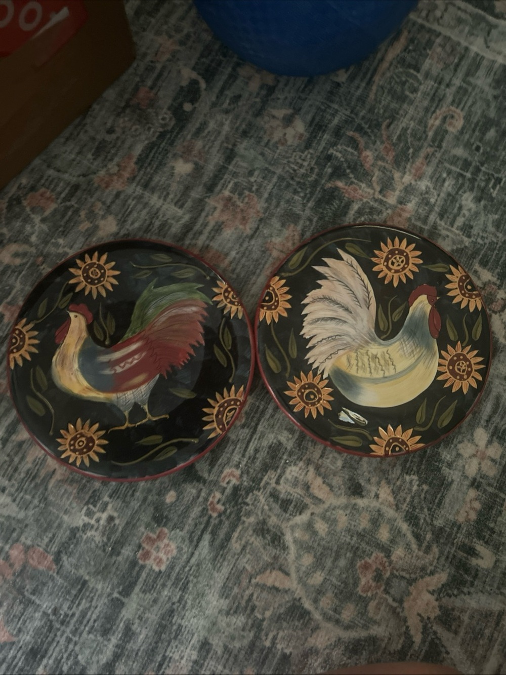 Certified international- Susan Winget Roosters salad plates set of 2